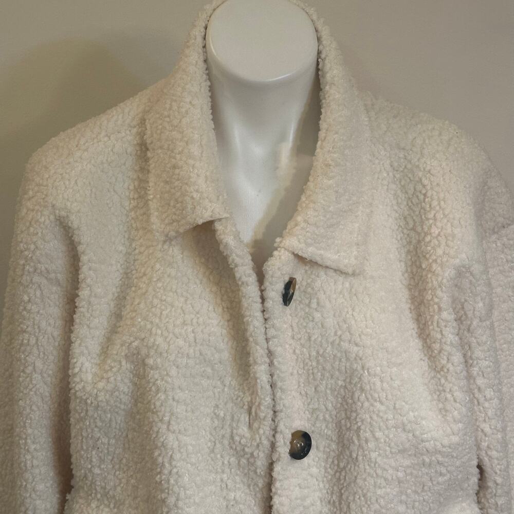 Sanctuary Cream Sherpa Teddy Oversized Shacket Jacket Size L - Picture 2 of 7